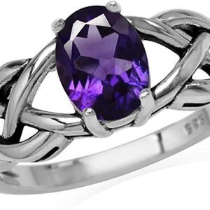 Silvershake 1.18ct. Natural African Amethyst 925 Sterling Silver Ring